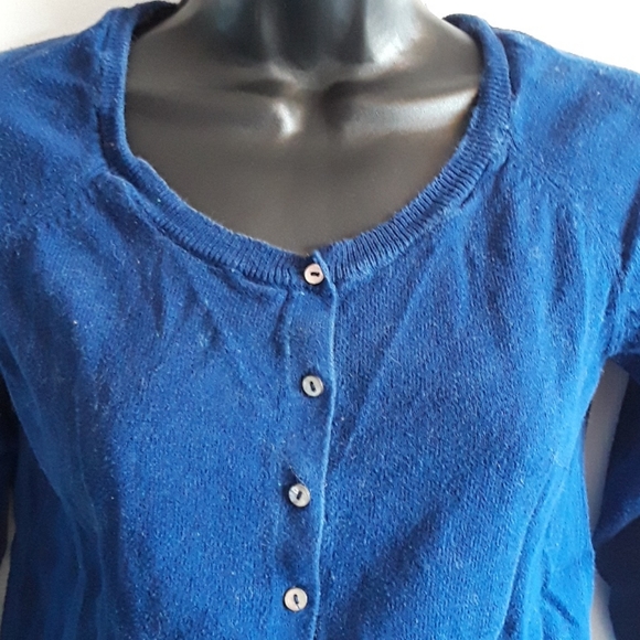 💕CUTE VINTAGE💕Blue cotton summer cardigan - Picture 4 of 5